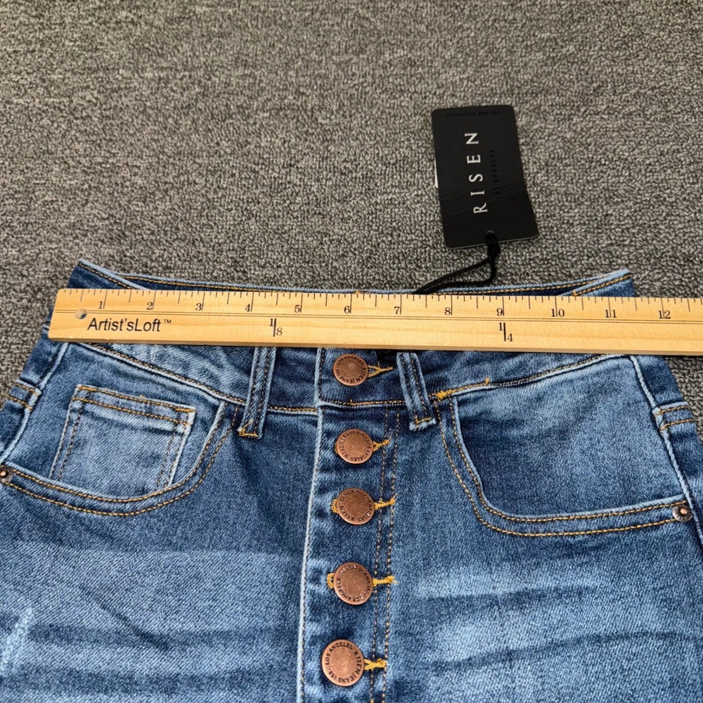 NWT Risen Los Angeles High Rise Straight Leg Jeans Button Fly Raw Hem Size 1 - Picture 9 of 11